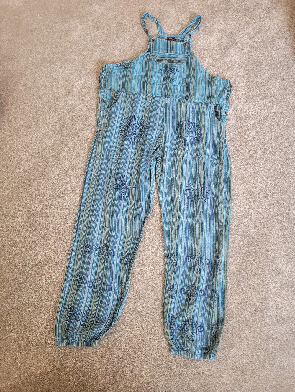 Rising International Rare One Of A Kind Cotton Funky Overalls Womens Size XL